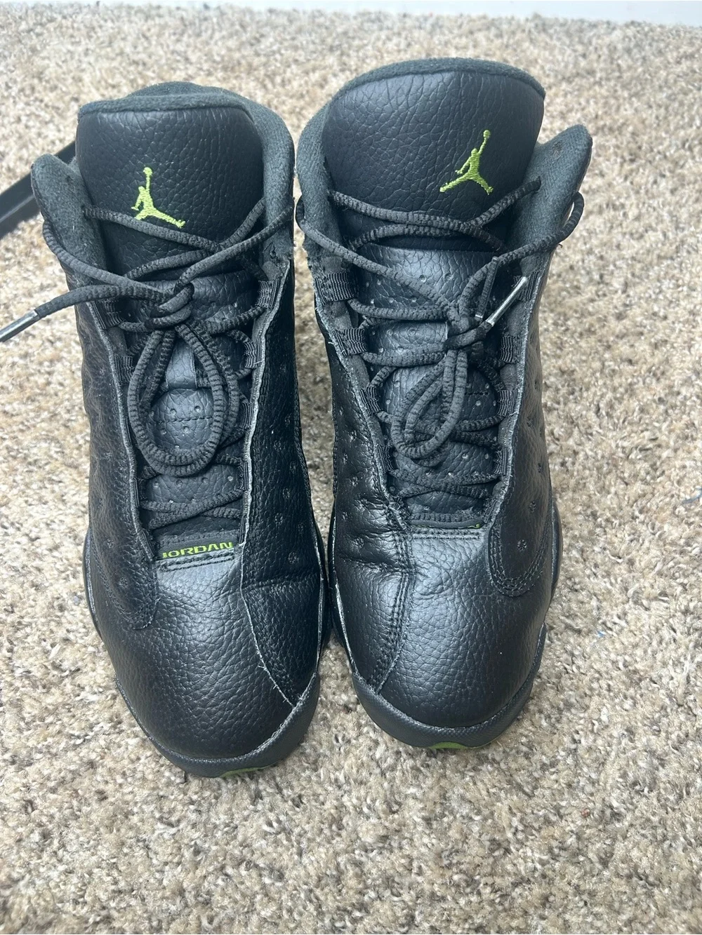 Jordan Kids Black and Green Retro Basketball Sneakers